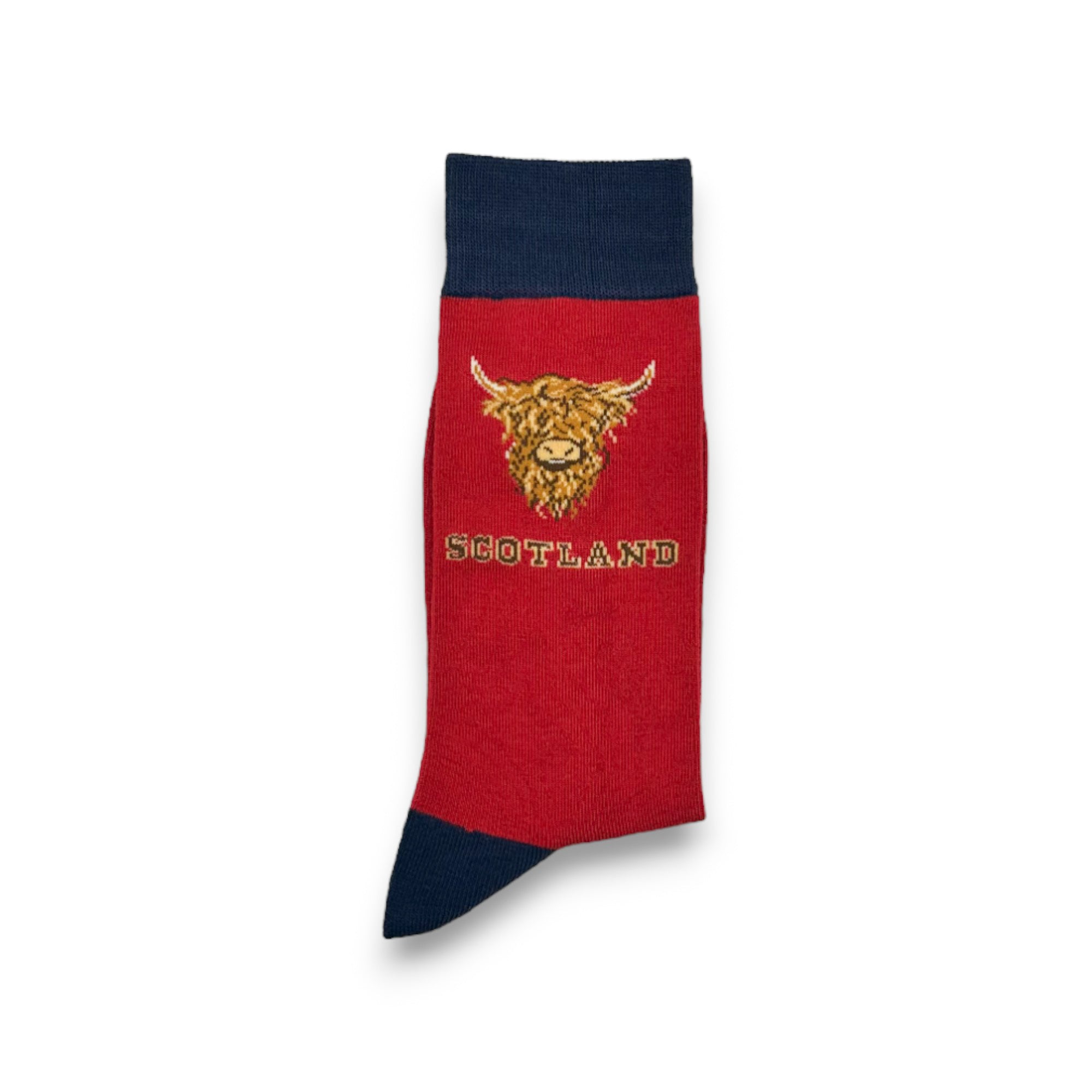 Highland Cow Scotland Socks - Red