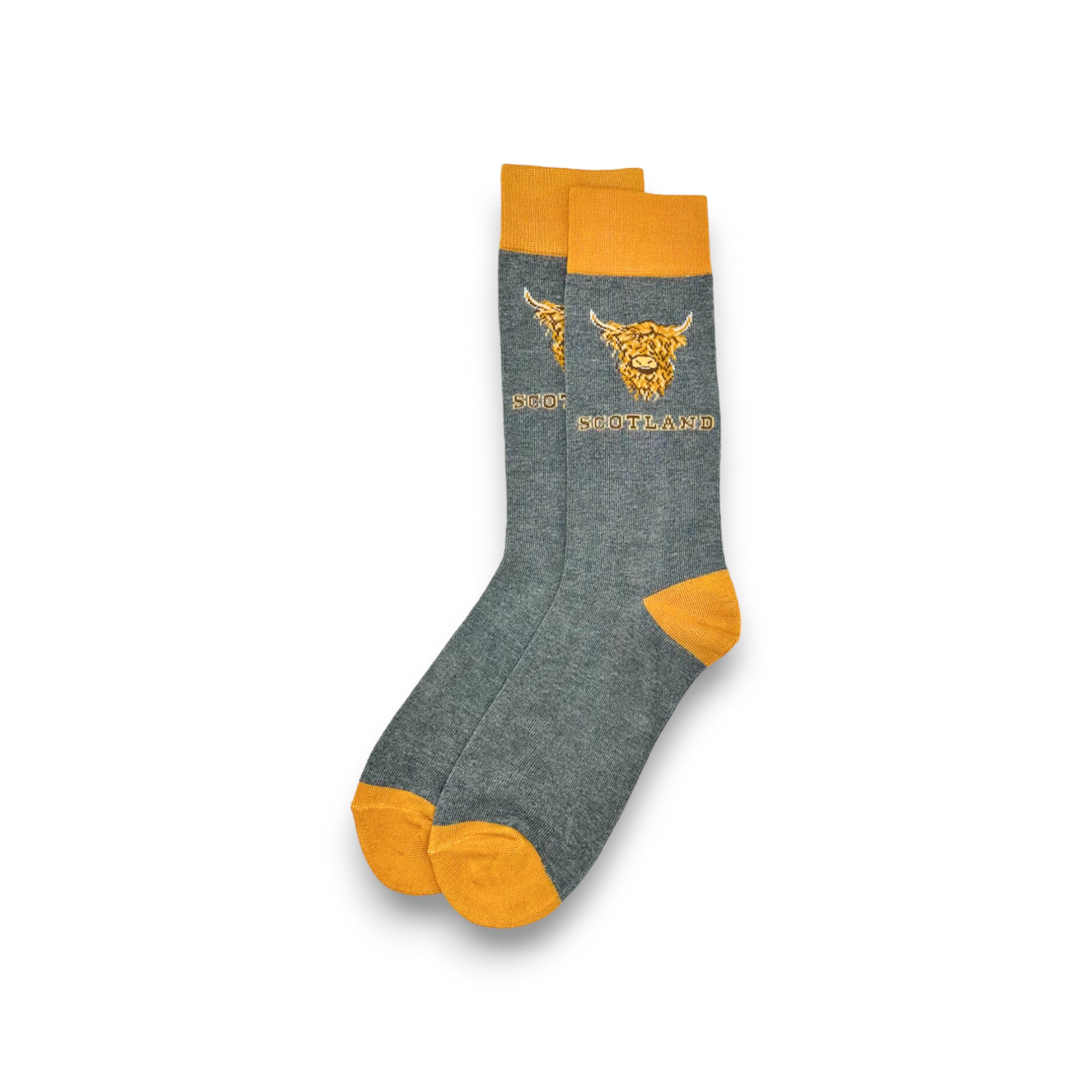 Highland Cow Scotland Socks - Grey