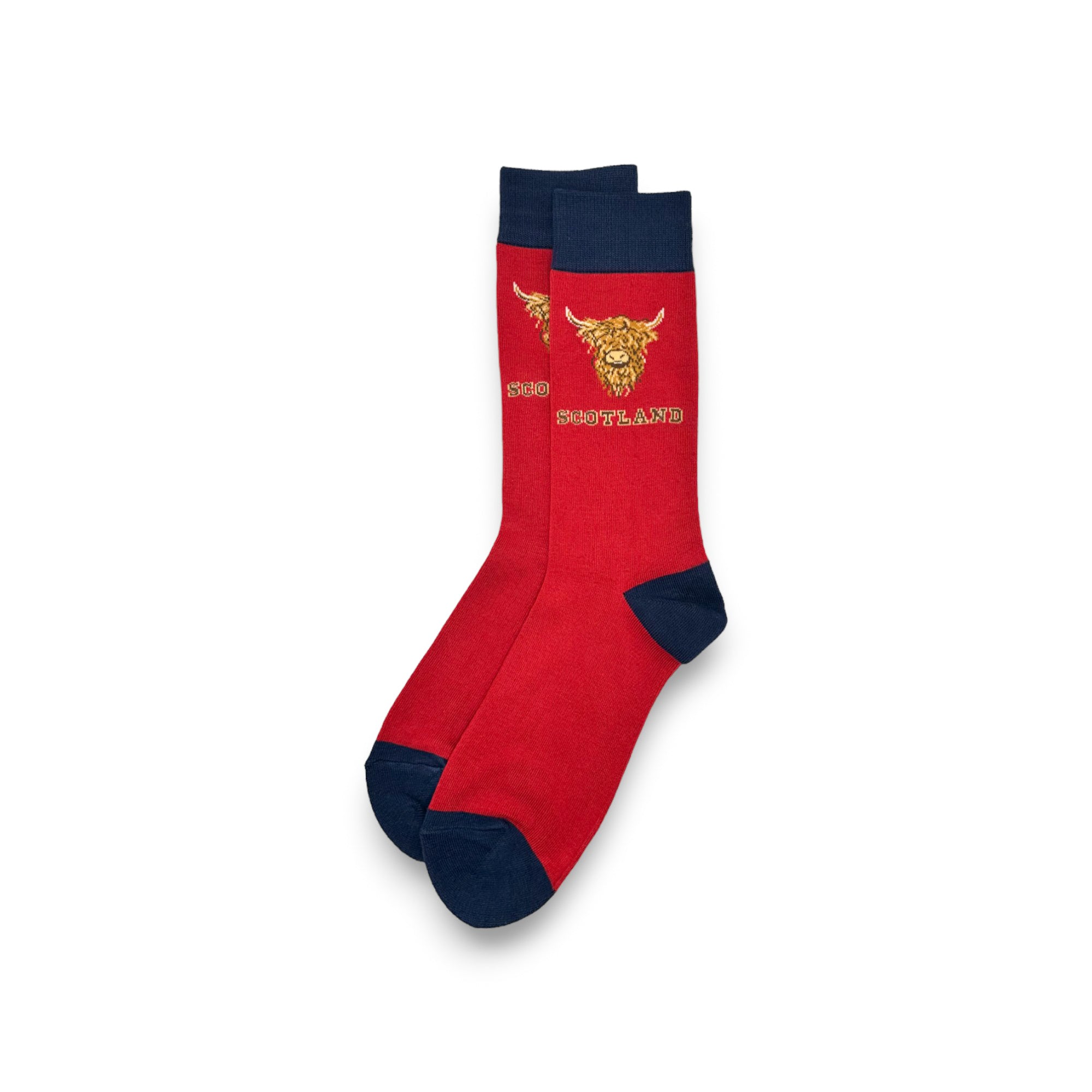 Highland Cow Scotland Socks - Red