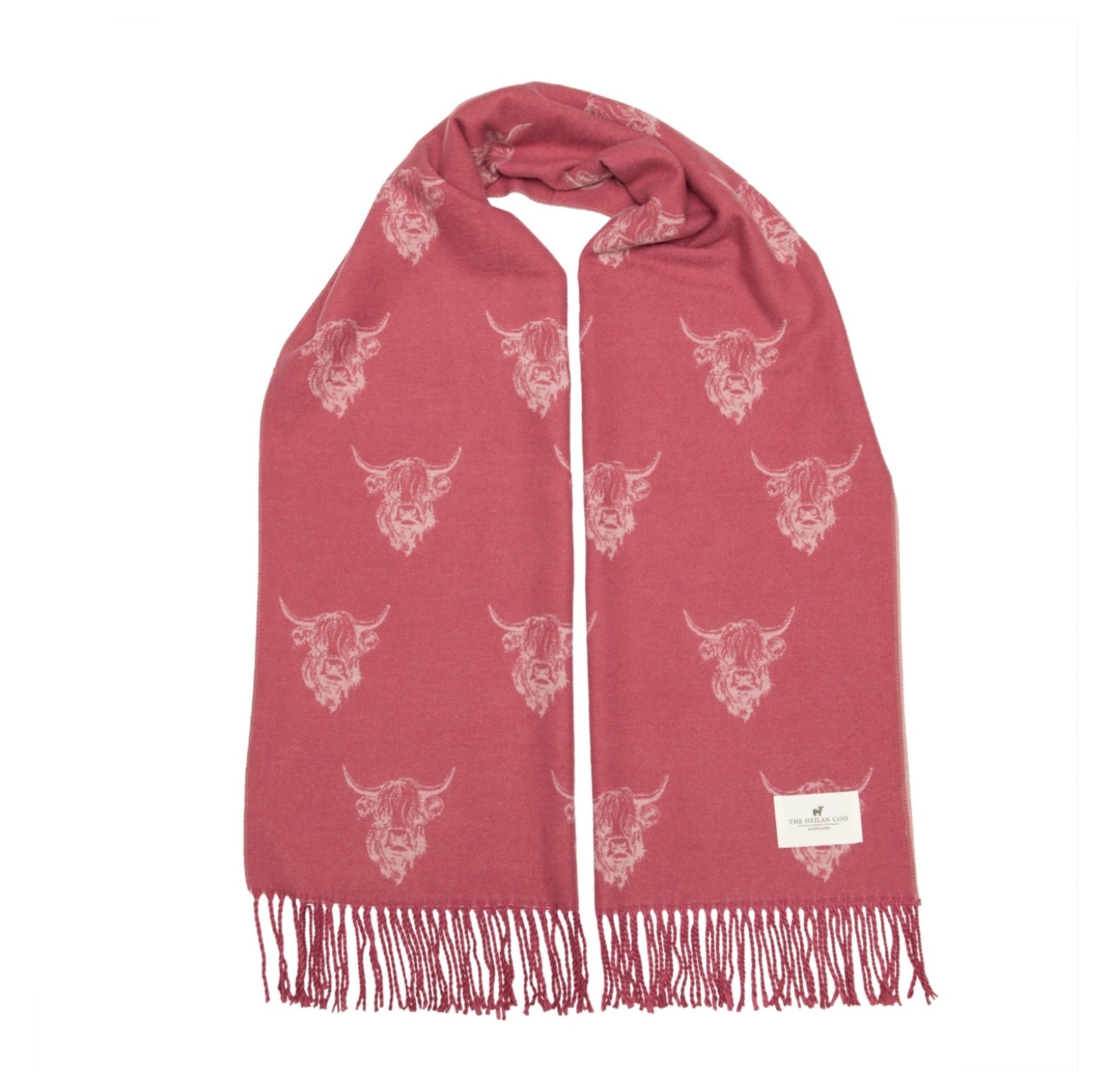 Heilan Coo Multi Super Soft Scarf - Damson/Pale Rose