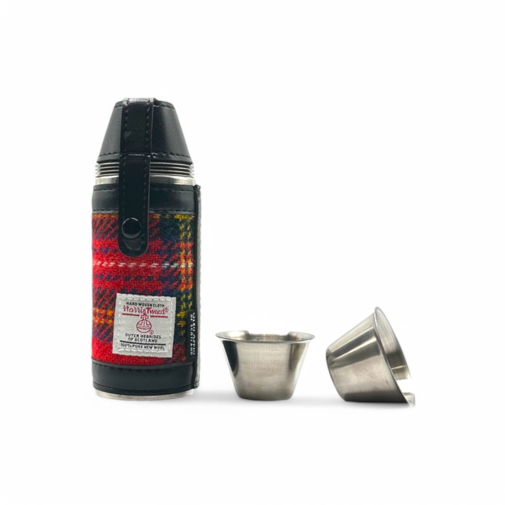 Harris Tweed Compact Hunting Flask - Royal Stewart - 8oz
