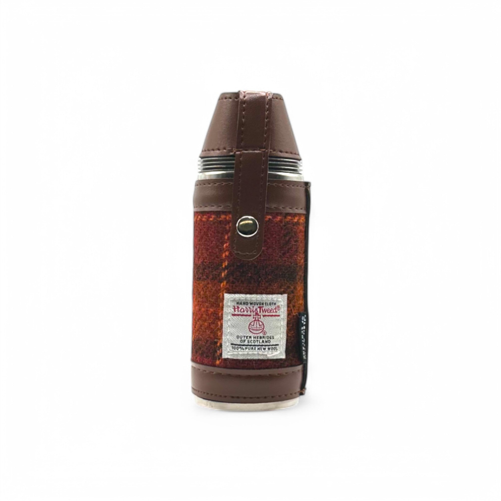 Harris Tweed Compact Hunting Flask - Orange - 8oz