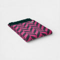 100% Lambswool Chunky Herringbone Blanket - Emerald & Pink