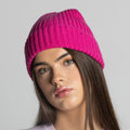 100% Cashmere Ribbed Beanie - Punk Pink