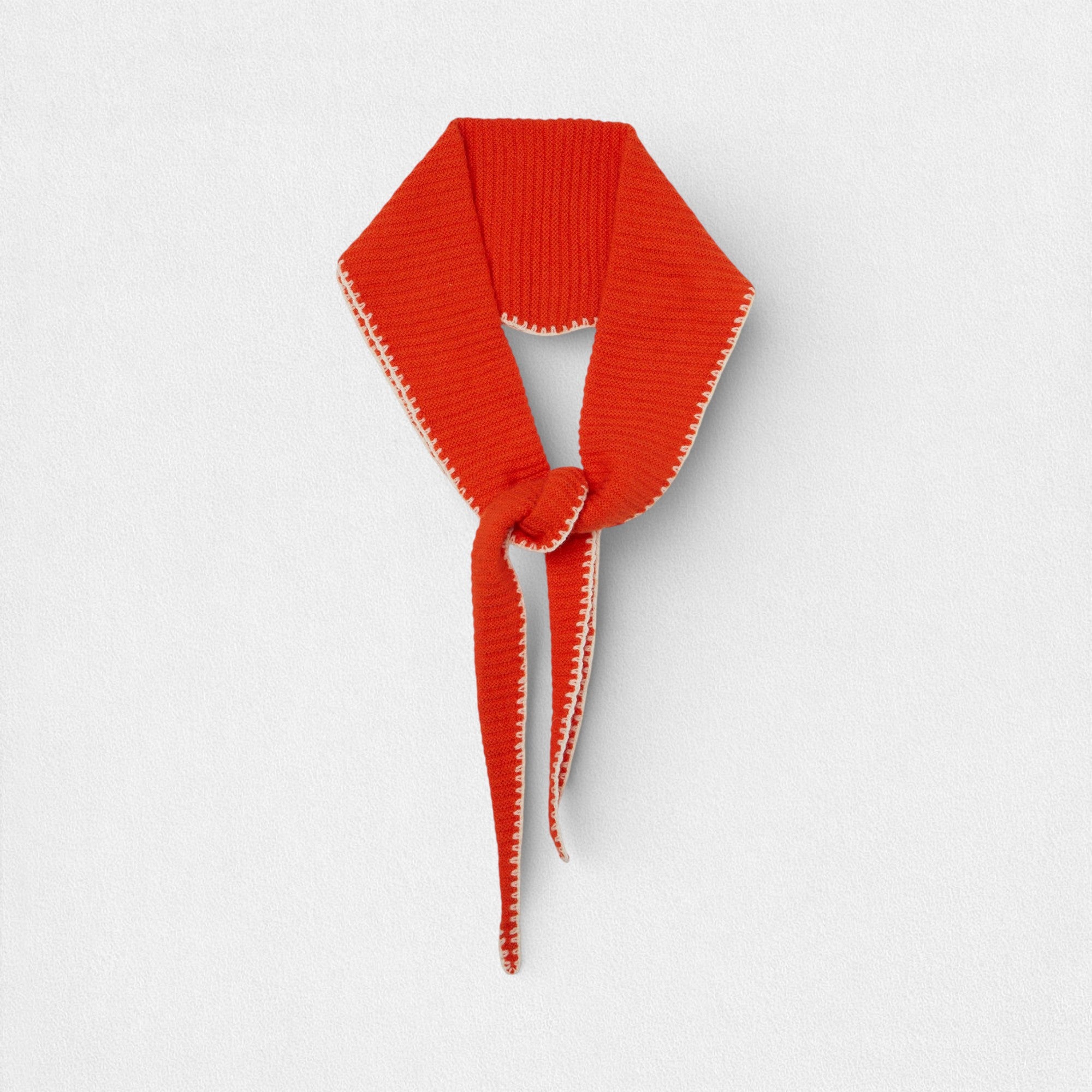 100% Cashmere Triangle Scarf - Orange Stitch Edge