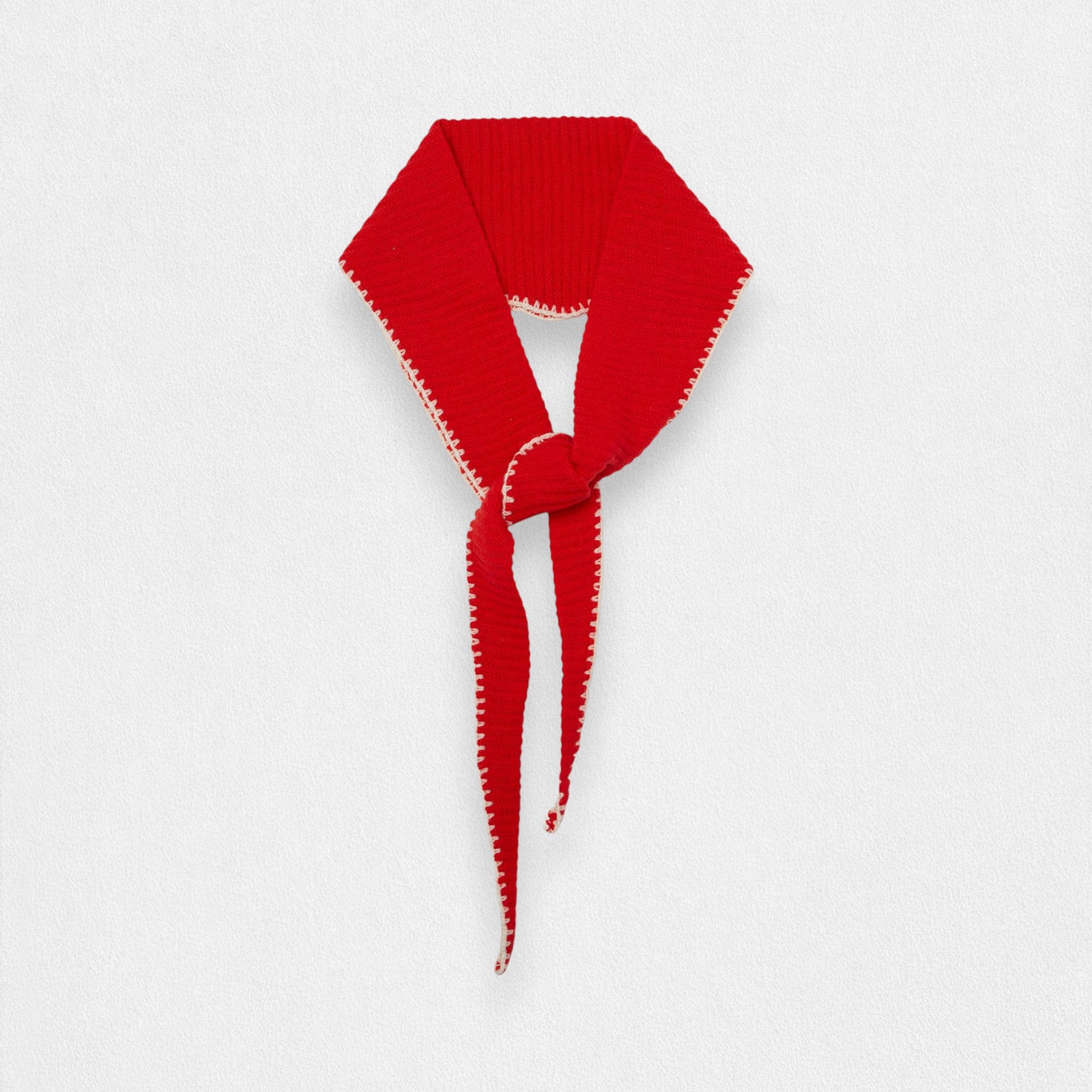100% Cashmere Triangle Scarf - Red Stitch Edge
