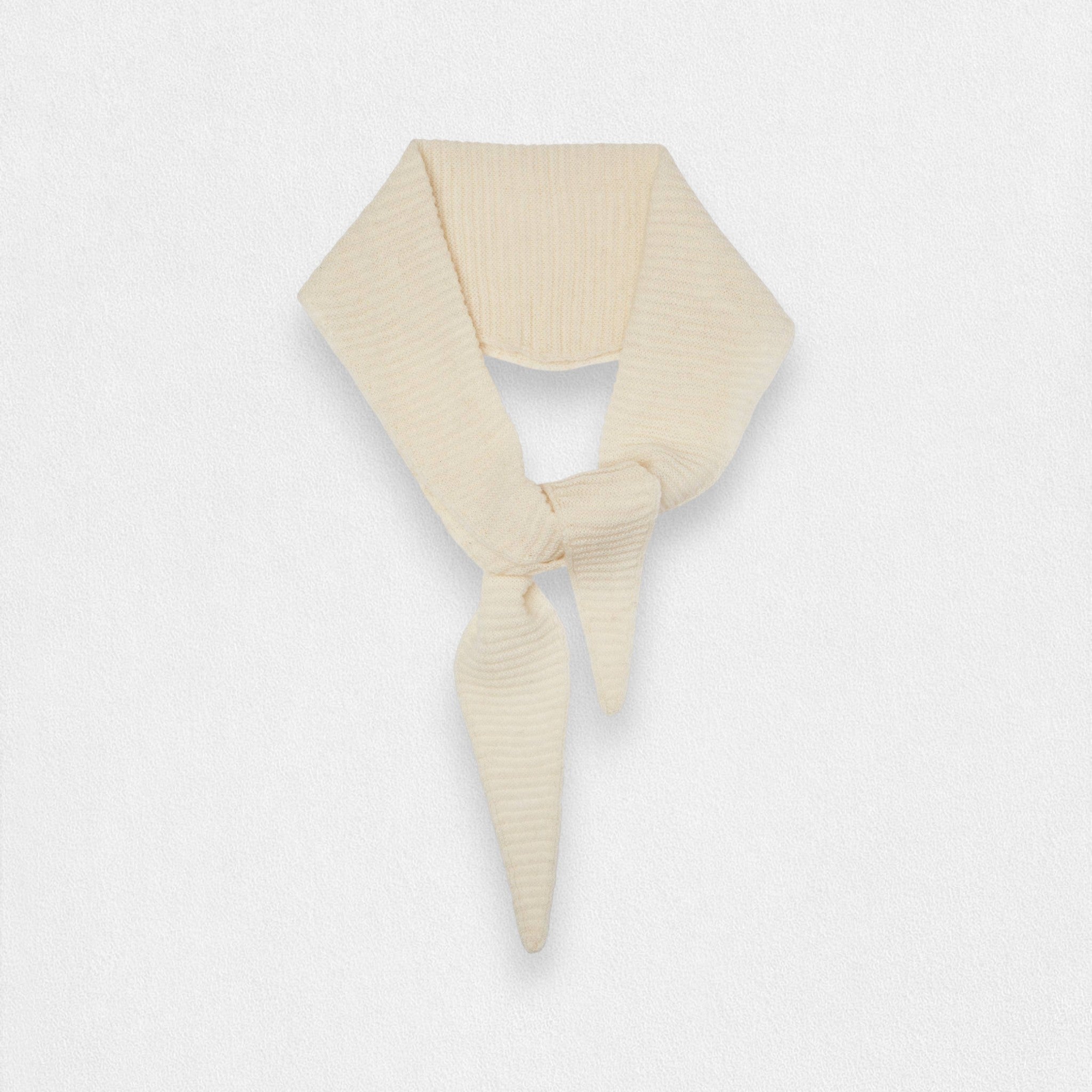 100% Cashmere Ribbed Triangle Scarf - Black - Cream