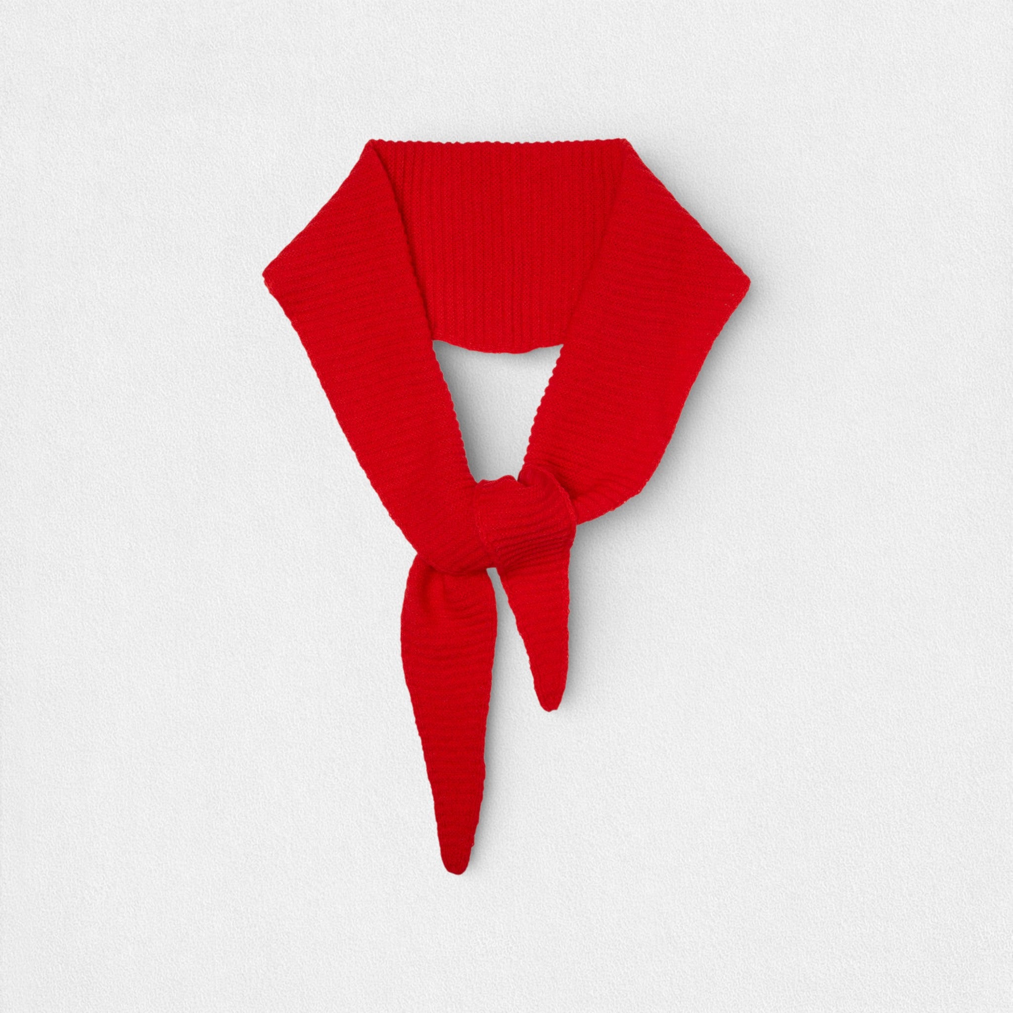100% Cashmere Ribbed Triangle Scarf - Red