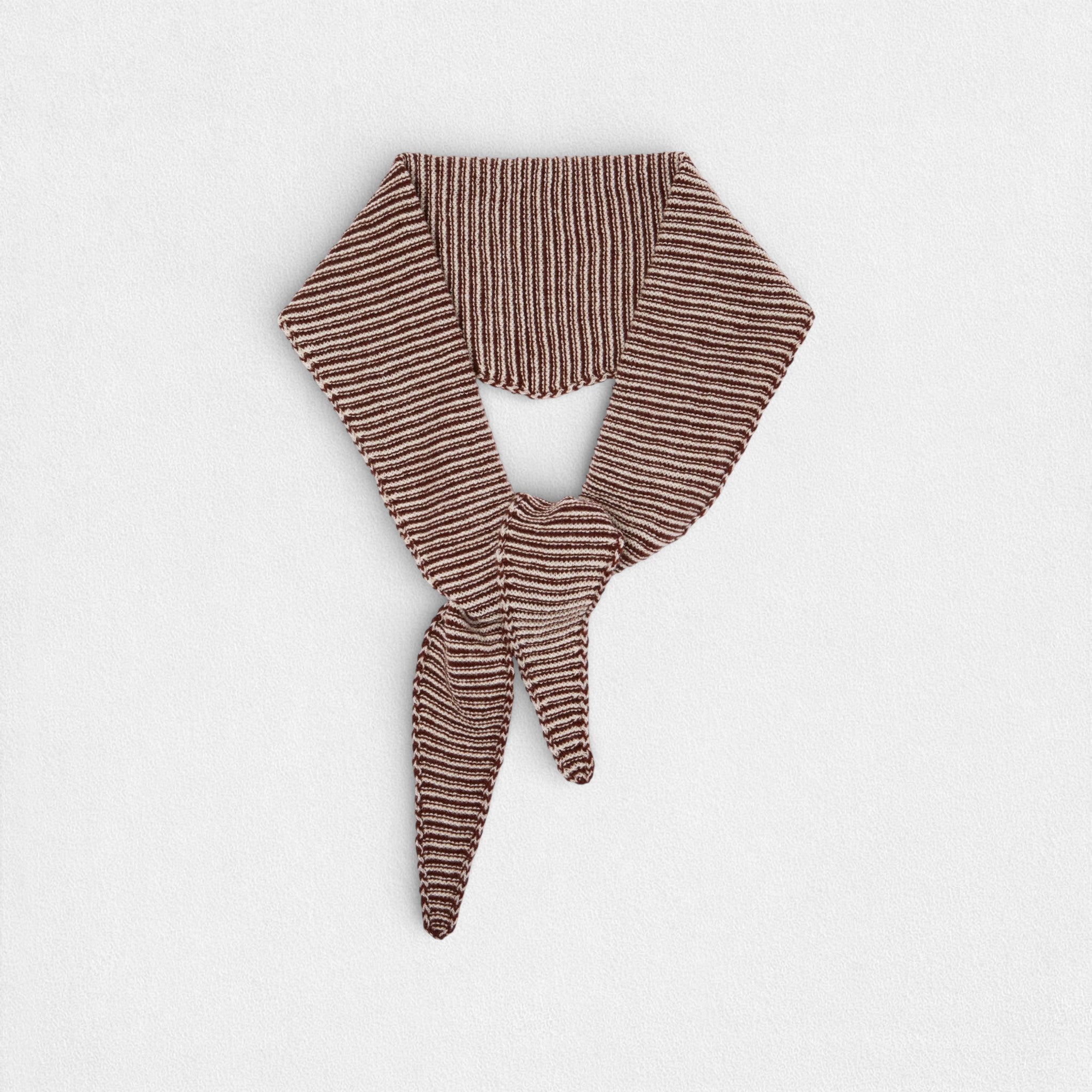 100% Cashmere Stripe Triangle Scarf - Brown/Camel