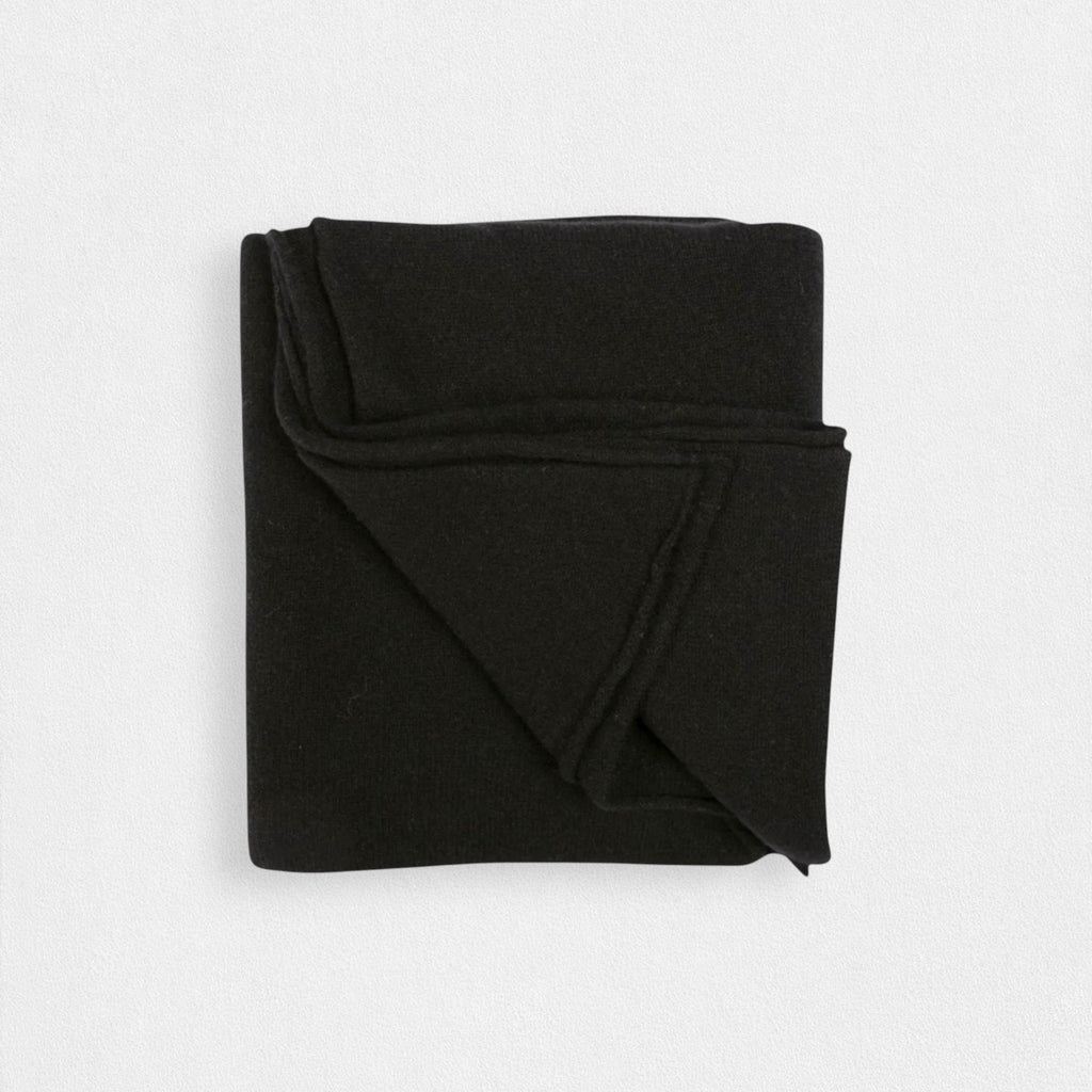 Folded black neck wrap on a white background