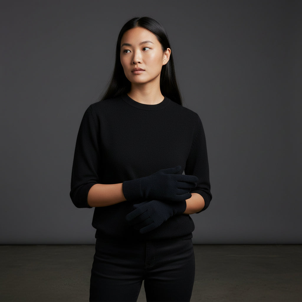 100% Cashmere Gloves - Black